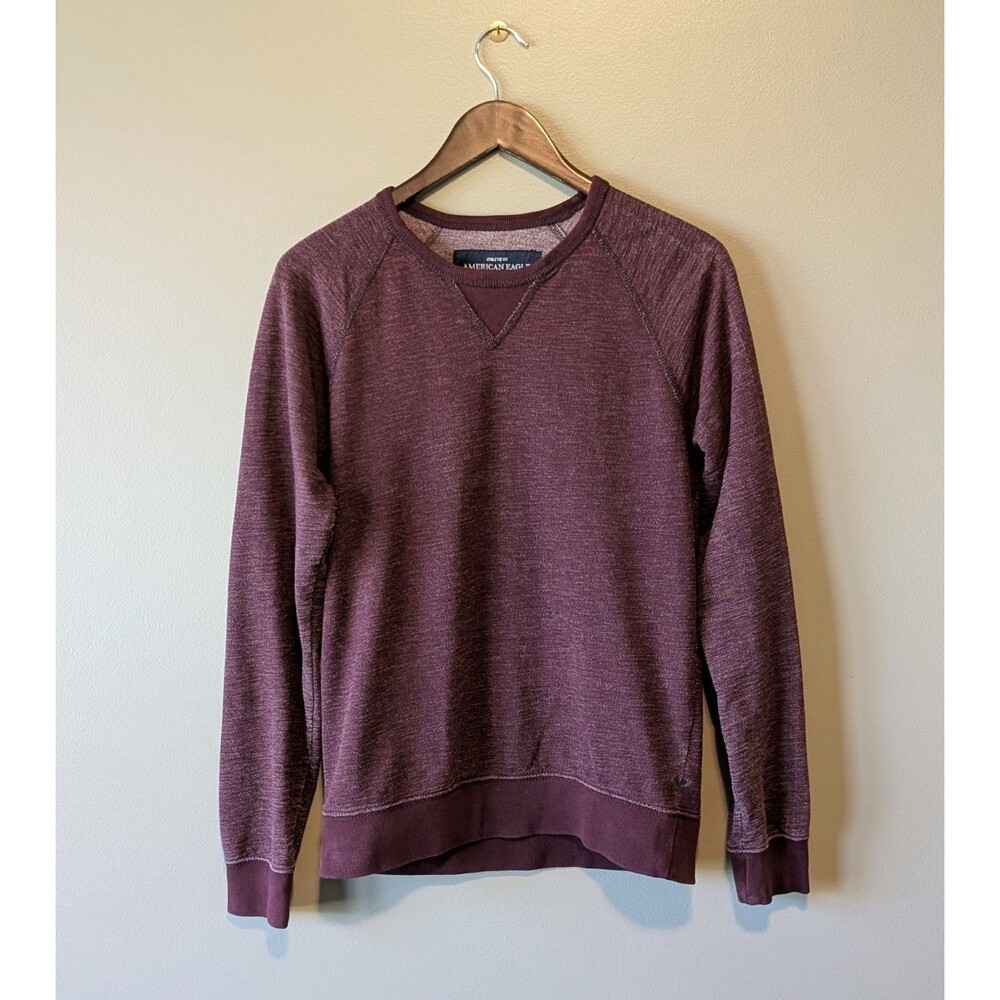 American Eagle Mens S Small Athletic Fit Crewneck Pullover Sweatshirt Maroon